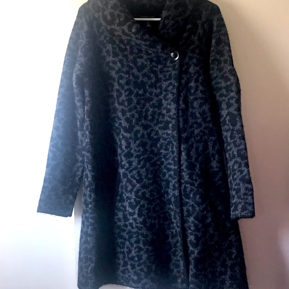 Adrienne Vittadini Animal Print Sweater Coat